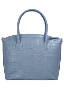 CLUTY Damen Henkeltasche, blau, Leder, Taschen, echt Leder, Made in Italy