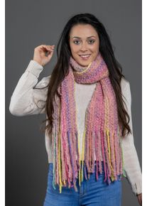 Damen Modeschal "Chadia", rosa, Basic,casual,modisch, Collezione Alessandro, gestreift, Polyacryl, Modetücher, grob gestrickt mit Fransen