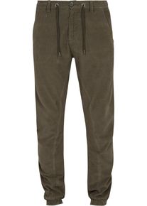 Urban Classics Herren Stoffhose "Urban Classics Herren Corduroy Jog Pants", grün, Gr. S, unifarben, 100% Baumwolle, Hosen