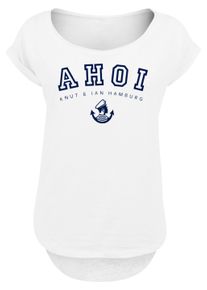F4NT4STIC Damen T-Shirt "PLUS SIZE Ahoi Knut & Jan Hamburg", weiß, casual, Gr. XL, Obermaterial: 100% Baumwolle, Shirts, Print