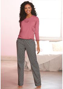 Vivance Dreams Damen Pyjama, Gr. 32, rot, Single Jersey, Obermaterial: 60% Baumwolle, 40% Polyester, unifarben, gemustert, Basic, Homewear-Sets, mit