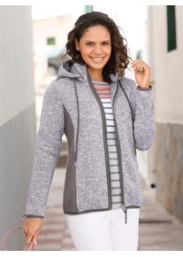 Casual Looks Damen Fleecejacke, grau, Gr. 44, meliert, unifarben, 100% Polyester, Jacken