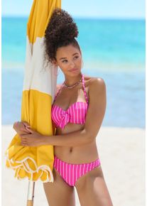 Vivance Damen Bügel-Bandeau-Bikini, lila, Gr. 38, längsgestreift, Recycling-Polyamid, Bikini-Sets, mit Zierschleife am Top