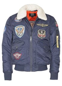 Top Gun Herren Bomberjacke "TG23005", blau, Gr. L, Obermaterial: 100% Polyamid / Futter, Wattierung, Strick, Kunstfell: 100% Polyester, Jacken