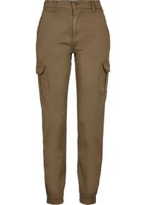 Urban Classics Damen Cargohose "Urban Classics Damen Ladies High Waist Cargo Pants", grün, Gr. 30, unifarben, 98% Baumwolle, 2% Elasthan, Hosen