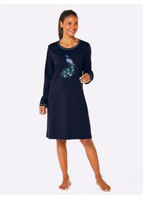 Comtessa Damen Sleepshirt "Sleepshirt", Gr. 36, blau, 100% Baumwolle, unifarben, bedruckt, Kleider