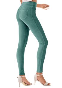 Lascana Damen Leggings, Gr. 32, blau, Cord, Obermaterial: 97% Polyester, 3% Elasthan, Basic, Hosen, aus weichem Material in Cord-Optik, Loungewear