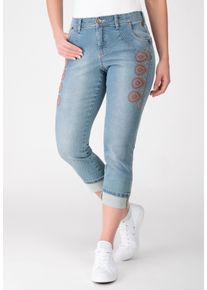 Recover Pants Damen 5-Pocket-Jeans "7/8-Jeans", blau, casual, Gr. 36, unifarben, 78% Baumwolle;20% Polyester;2% Elasthan, Jeans, mit Stickerei