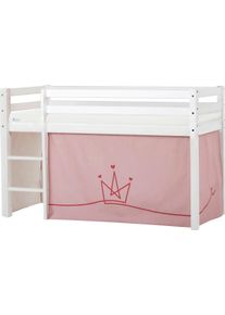 Hochbett Hoppekids, B:81cm H:105cm L:168cm, rosa, Kinderbett: 100% Massivholz: Nordische Kiefer, Vorhang: 100% Baumwolle, Matratzenbezug: 77%