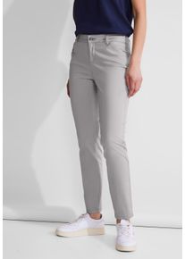 Street One Damen Röhrenhose, grau, casual, Gr. 34, unifarben, Web, 97% Baumwolle, 3% Elasthan, Hosen, Middle Waist