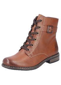 Rieker Damen Schnürstiefelette, Gr. 38, braun, Lederimitat, used, klassisch, Schuhe, Schnürboots, Klassik-Boots, Blockabsatz, in Used-Optik