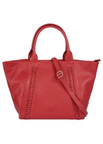Samantha Look Damen Shopper, rot, Leder, unifarben, leicht glänzend, Taschen, echt Leder, Made in Italy
