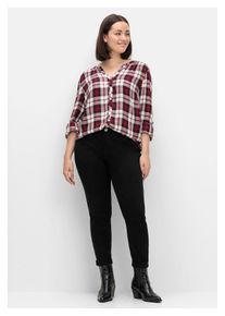 sheego Damen Stretch-Hose "Große Größen", schwarz, casual, Gr. 48, unifarben, Obermaterial: 98% Baumwolle, 2% Elasthan, Hosen, für schmale Beine und