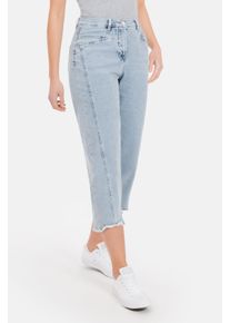 Recover Pants Damen 5-Pocket-Jeans "Jeans", blau, casual, Gr. 42, unifarben, 97% Baumwolle;3% Elasthan, Jeans, im Fransenlook