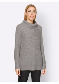 Heine Damen Rollkragenpullover "Pullover", grau, Gr. 38, meliert, unifarben, 100% Polyacryl, Pullover