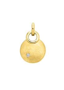 OROLINO Damen Ketten-Anhänger "Gold 585 mattiert mit Brillant 0,02ct.", ONE-SIZE, 0,02 ct SI = kleine Einschlüsse, Gold, 1,4 g, gelb, Gold,