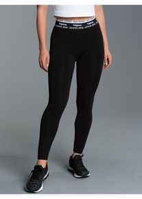 TRIGEMA Damen Leggings "TRIGEMA Sportleggings mit Elastikbund", schwarz, sportlich, Gr. XL, 85% Polyester, 15% Elastan, Hosen