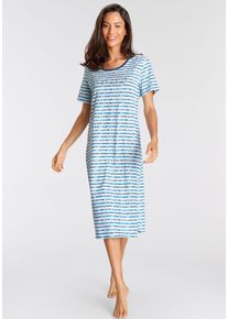 Vivance Dreams Damen Nachthemd, Gr. 32, blau, Single Jersey, Obermaterial: 100% Baumwolle, casual, Kleider, Seitenschlitze für mehr Bewegungsfreiheit