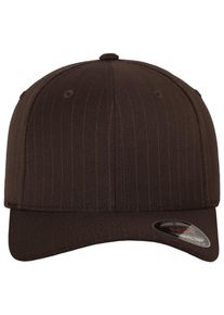 Flexfit Damen Flex Cap "Flexfit Unisex Flexfit Pinstripe", braun, casual, Gr. S, gestreift, 97% Polyester, 3% Elasthan, Caps