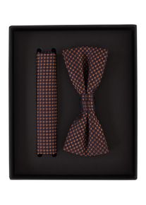 Venti Herren Fliege "Venti Set aus Fliege und Einstecktuch gemustert", orange, 100% Seide, Fliegen