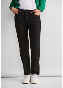 Street One Damen Stoffhose, schwarz, casual, Gr. 34, unifarben, Web, 57% Baumwolle, 40% Polyester, 3% Elasthan, Hosen, in Unifarbe
