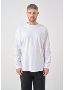 Cleptomanicx Herren Langarmshirt "Spiderweb", weiß, casual, Gr. L, bedruckt, 100% Baumwolle, Shirts, im lockeren Schnitt