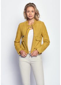 Maze Damen Lederjacke "Clermont", gelb, Gr. L, Obermaterial: 100% Leder, Lammnappa / Futter: 100% Polyester / Ärmelfutter: 100% Polyester, Jacken
