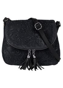 Samantha Look Damen Umhängetasche, blau, Leder, unifarben, leicht glänzend, Taschen, echt Leder, Made in Italy
