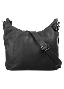 CLUTY Damen Umhängetasche, schwarz, Leder, unifarben, Taschen, echt Leder