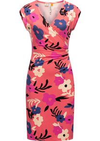 Ragwear Damen Etuikleid "Crupi Print", orange, feminin, Gr. XL, Material: 95% Viskose, 5% Elasthan, Kleider, figurbetontes Sommerkleid mit Raffung an