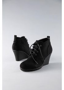 ANISTON SHOES Damen Ankleboots, Gr. 41, schwarz, Textil, Veloursleder, elegant, Schuhe, Keilstiefelette in runder Form - NEUE KOLLEKTION