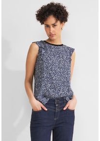 Street One Damen Tanktop, blau, casual, Gr. 46, gemustert, Stoff, Vorderseite: 100% Viskose, Rückseite: 95% Viskose, 5% Elasthan, Tops, mit