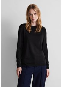 Street One Damen Rundhalspullover, schwarz, casual, Gr. 34, unifarben, Stoff, 60% Viskose, 40% Baumwolle, Pullover, mit U-Boot-Ausschnitt