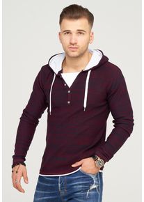 behype Herren Kapuzensweatshirt "JOSHA", rot, casual, Gr. S, meliert, 50% Baumwolle, 50% Polyacryl, Sweatshirts, in melierter Optik