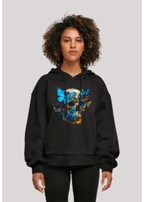 F4NT4STIC Damen Kapuzenpullover "Totenkopf Schmetterling", schwarz, casual, Gr. M, Obermaterial: 100% Baumwolle, Pullover, Print