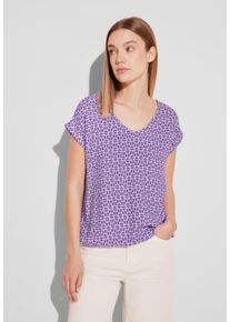 Street One Damen Shirtbluse, lila, casual, Gr. 38, bedruckt, Stoff, 100% Viskose, Blusen, aus softer Viskose