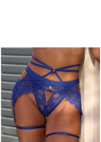 Lascana Damen Strapsgürtel, Gr. 44, blau, Spitze, Obermaterial: 88% Polyamid, 12% Elasthan, Strumpfhalter, aus edler, dezent transparenter Spitze mit