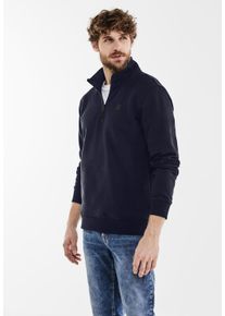 Street One MEN Herren Sweatshirt, blau, casual, Gr. XL, unifarben, Web, Sweatware, 80% Baumwolle, 20% Polyester, Sweatshirts, mit Stehkragen