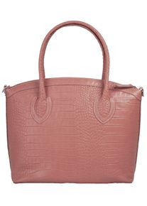 CLUTY Damen Henkeltasche, rosa, Leder, Taschen, echt Leder, Made in Italy