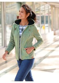 Casual Looks Damen Kapuzenfleecejacke, grün, Gr. 52, unifarben, meliert, 100% Polyester, Fleece:100% Polyester, Jacken