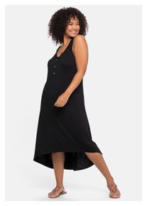 sheego Damen Strandkleid "Große Größen", schwarz, casual, Gr. 46, unifarben, Obermaterial: 95% Viskose (LENZING ECOVERO), 5% Elasthan, Kleider, im