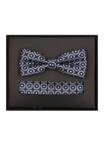 Venti Herren Fliege "Venti Set aus Fliege und Einstecktuch gemustert", blau, 100% Seide, Fliegen