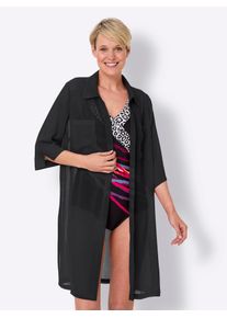 Damen Tunikakleid "Strandbluse", schwarz, Gr. 44, unifarben, 100% Polyester, Kleider