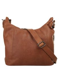 CLUTY Damen Umhängetasche, braun, Leder, unifarben, Taschen, echt Leder