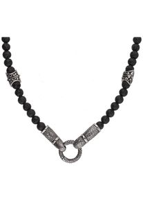 Jacques Charrel Damen Collier "mit Lavastein-Kugeln, Edelstahl", schwarz, Edelstahl, Halsketten