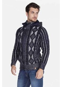 Cipo & Baxx CIPO & BAXX Herren Strickjacke "Jacke", blau, Basic, Gr. M, kariert, 40% Baumwolle;40% Polyacryl;20% Wolle, Strickjacken, in Regular-Fit, CP161
