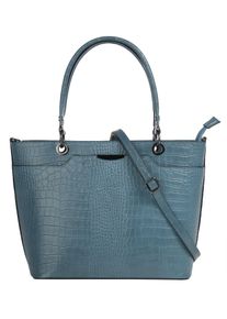 CLUTY Damen Henkeltasche, blau, Leder, Reptilienprägung, Taschen, echt Leder, Made in Italy