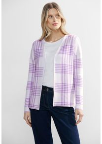 Cecil Damen Strickjacke, lila, casual, Gr. XL, kariert, Stoff, 50% Viskose, 28% Polyester, 22% Nylon, Strickjacken, in Melange Optik