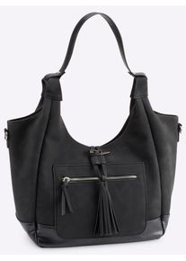 Heine Damen Handtasche, schwarz, Viskosemischung, Metall, unifarben, Taschen