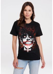 logoshirt Damen T-Shirt "Batman - Joker Bats Graffiti", schwarz, casual, Gr. XS, bedruckt, 100% Baumwolle, Shirts, mit coolem Superschurken-Print